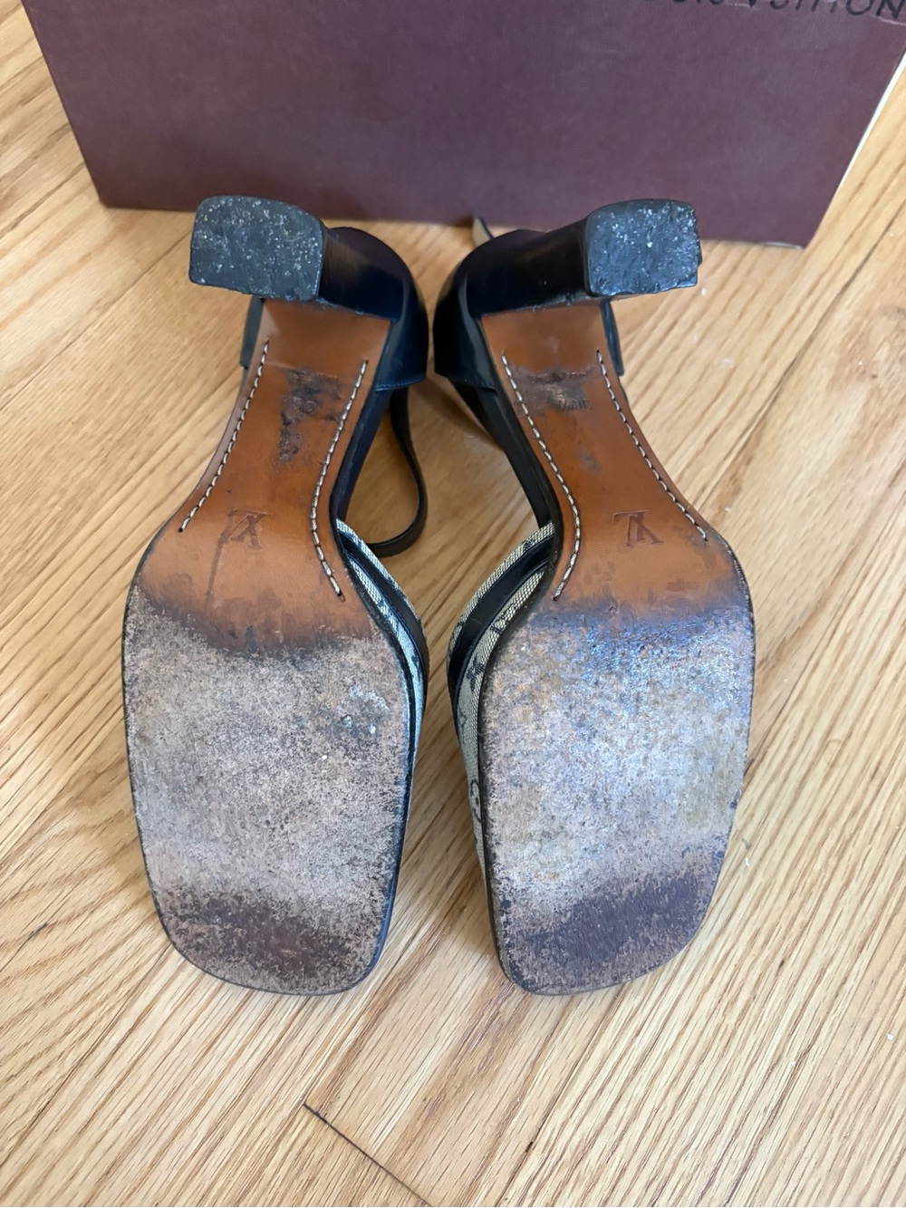 Louis Vuitton Navy Monogram Ankle-Strap Pumps, with box, size 36.5 - Picture 5 of 7